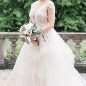 Embellished wedding dress with tulle skirt