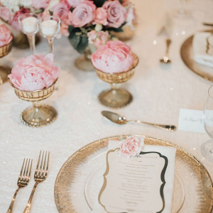 Pink and gold glam place setting