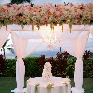 Draping covered cake table