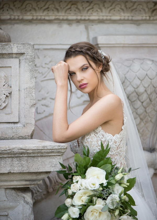 Bride with braid and veil