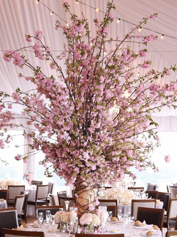 Oversized cherry blossom wedding centerpiece