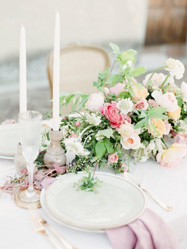 Romantic blush tablescape