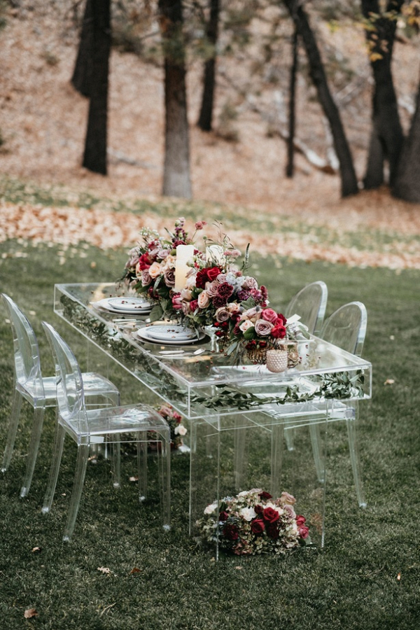 Acrylic wedding table with ghost chairs
