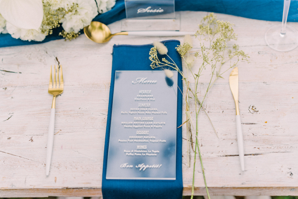 Acrylic wedding menu design