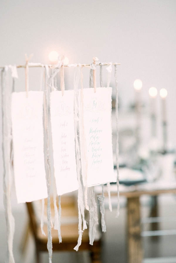 Hanging Table Plan with Silk Ribbons