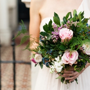 Organic Botanical Blush and Berry Wedding Bouquet