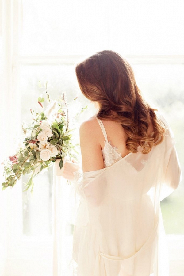 Beautiful bridal portrait on the morning of the wedding before getting ready!