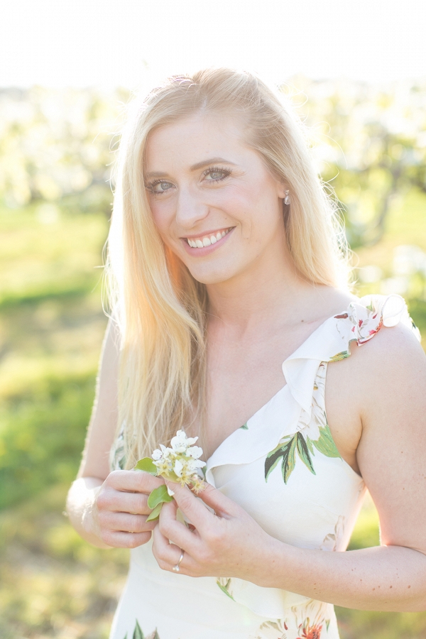 Viv wearing a beautiful floral pint dress for her engagement session