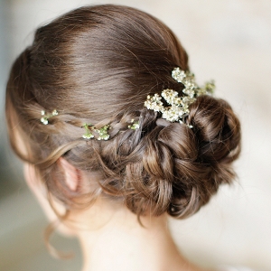 Rustic Elegant Braided Updo with Blossom Flowers