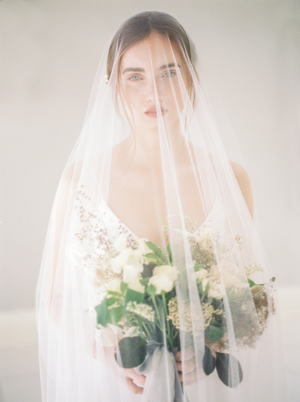 Elegant bridal veil completing the bride's portrait 