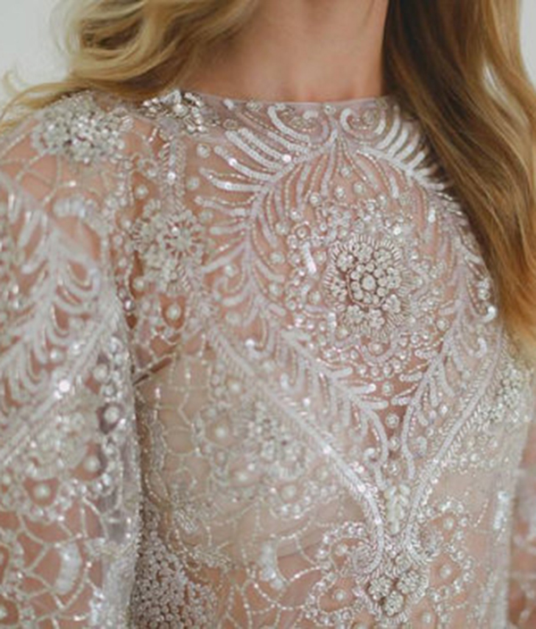 embellished wedding gown on tulle