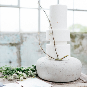 Incredible modern wedding cake on concrete base by The Silver Cake