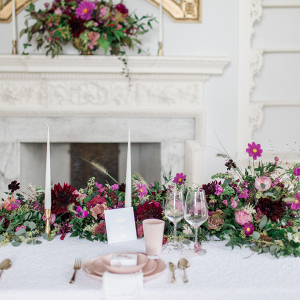 Romantic winter wedding table setting inspiration with  pink colour palette
