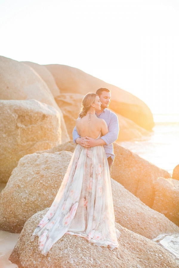 Romantic Sunset Couple Shoot with a Handpainted Floral Dress