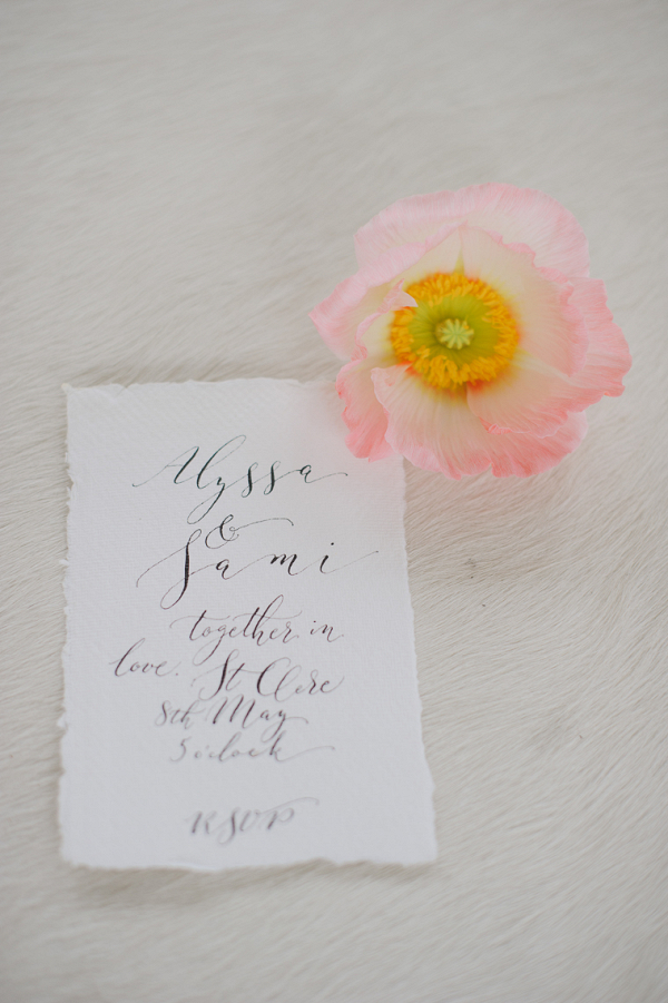 Sweet pink florals and handwritten calligraphy stationery