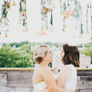 Brides on rooftop