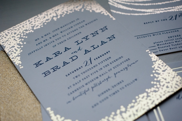 Real Gold Foil was the Perfect Accent to the Minted Invitations to This Chic Navy Blue & Gold Museum Wedding