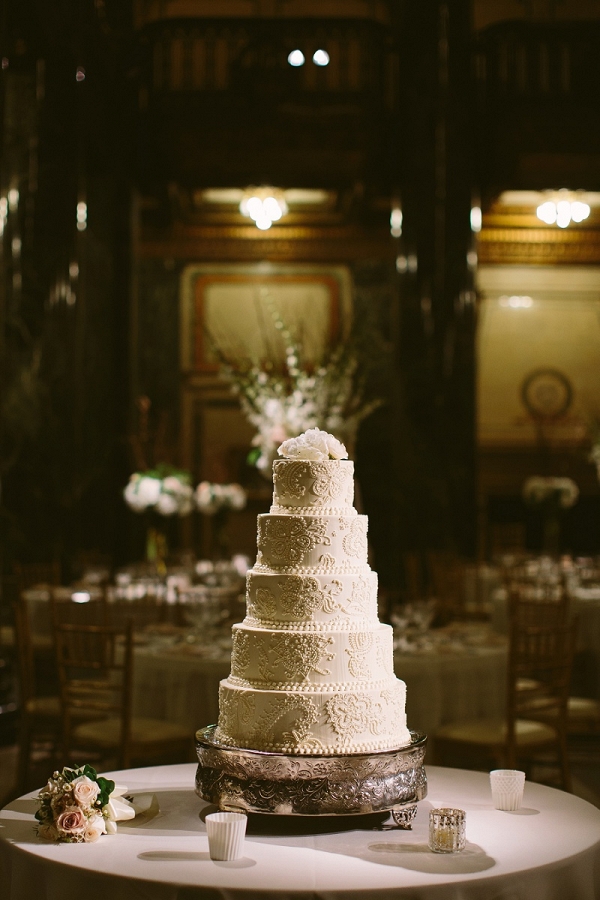 Four Tiered Lace Wedding Cake Intricate Detail Understated Museum Wedding