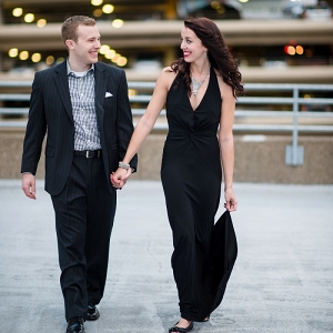 A Little Black Dress and Modern Groom Attire Take The Urban Half of This Dichotomous Engagement Session Up a Notch