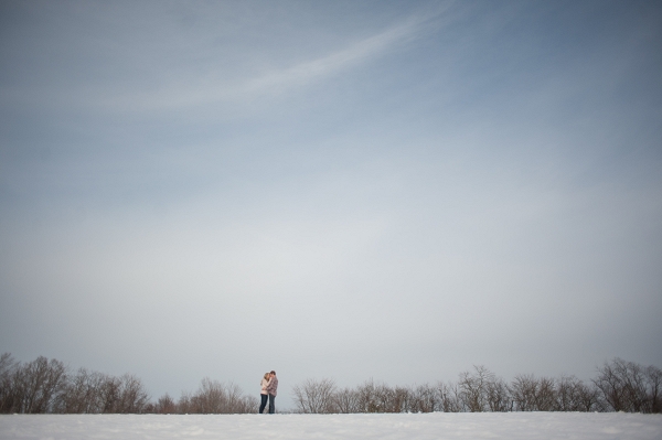 A Gray Sky has Never Looked Better Than in This Snowy Field Engagement Session