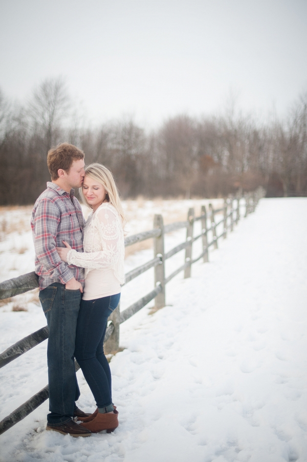 This Bride and Groom have Their Love to Keep Them Warm During Their Snowy Field Engagement Session