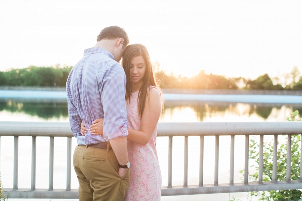 Romantic Glowing Sunset River Summery Park Engagement Session Beautiful