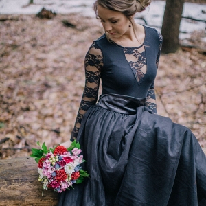 A Long Black Lace Dress was the Perfect Attire for this Twisted Fairy Tale Engagement Session