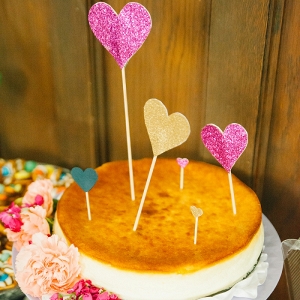 Offbeat Bride Groom Cheesecake Topped Glitter Hearts Traditional Wedding Cake
