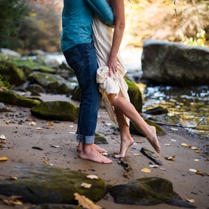 Bride to Be Fiance Toes Sand Stream Woodsy Engagement Session