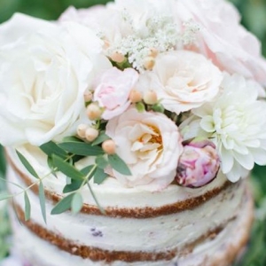 Flower-topped naked cake