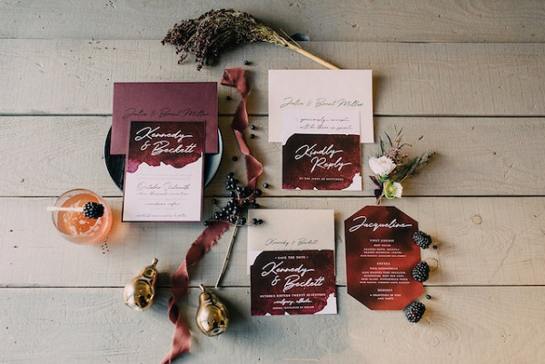 Burgundy wedding invitations