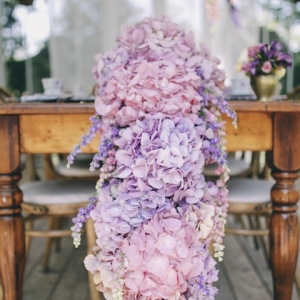 Pink and purple hydrangea table runner