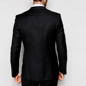 100% Wool Black Slim Fit 3 Piece Suit Jacket