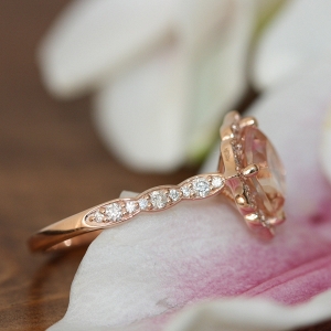 14k Rose Gold Floral Morganite Engagement Ring
