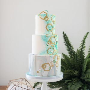 Geometric & Water color Marble Wedding Cake