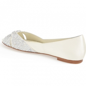 'Andie' Crystal Embellished Peep Toe Bridal Flat
