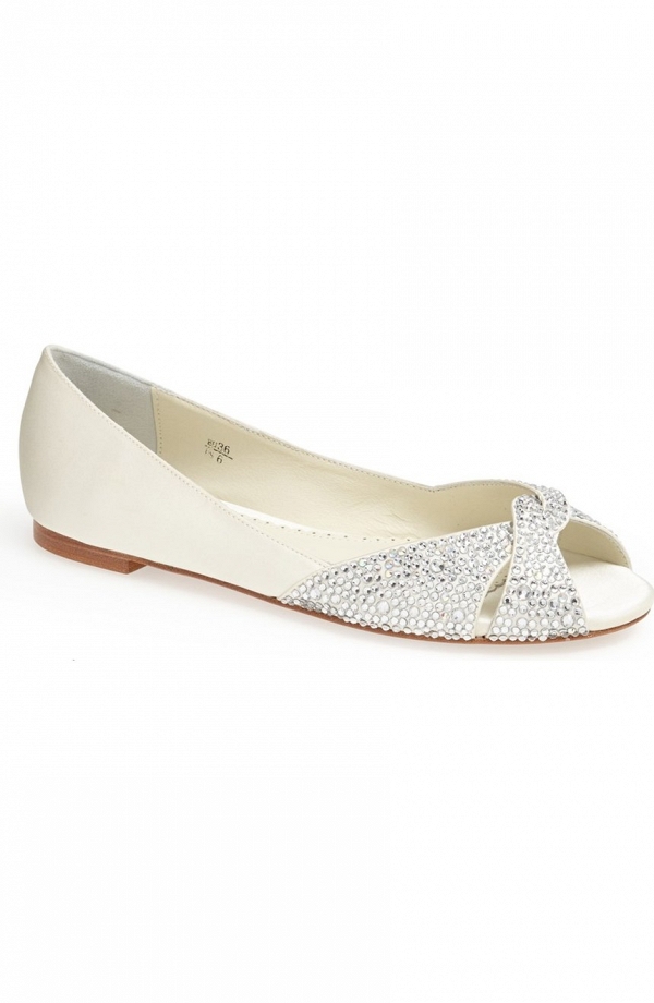 'Andie' Crystal Embellished Peep Toe Bridal Flat