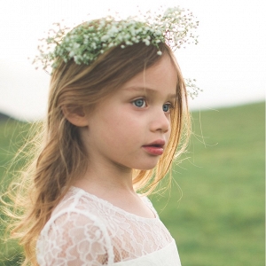 'Annie' Floral Appliqué Lace Flower Girl Dress