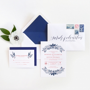 Red, White & Blue Floral Wedding Stationery