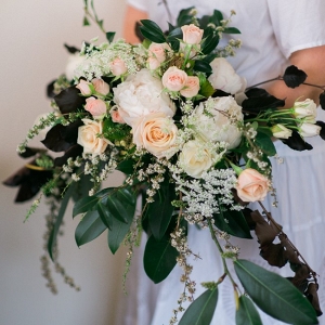 A Beautiful Vintage-Inspired Bridal Bouquet in Palest Peach & Ivory