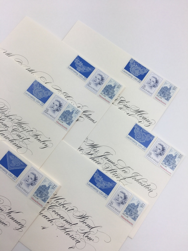 Set of Blue Grace kelly Vintage Stamps