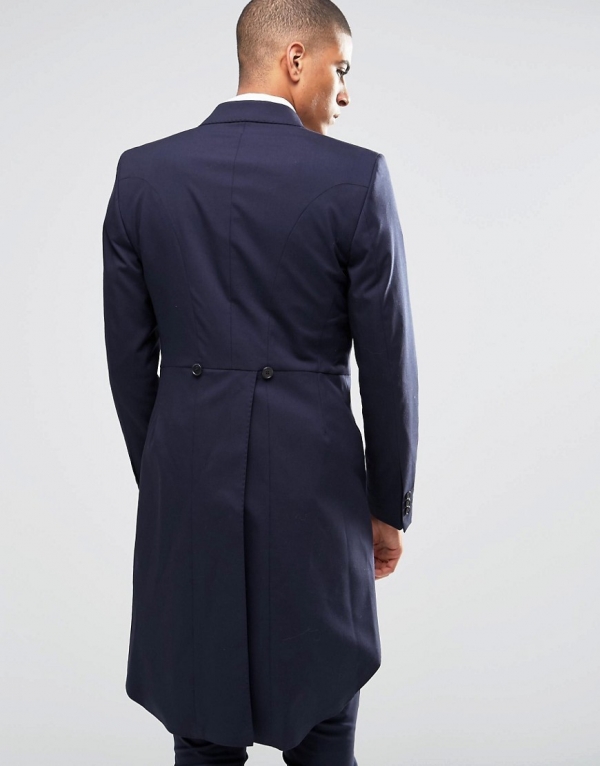 Traditional Morning Wedding Suit Jacket wth Tails in Blue