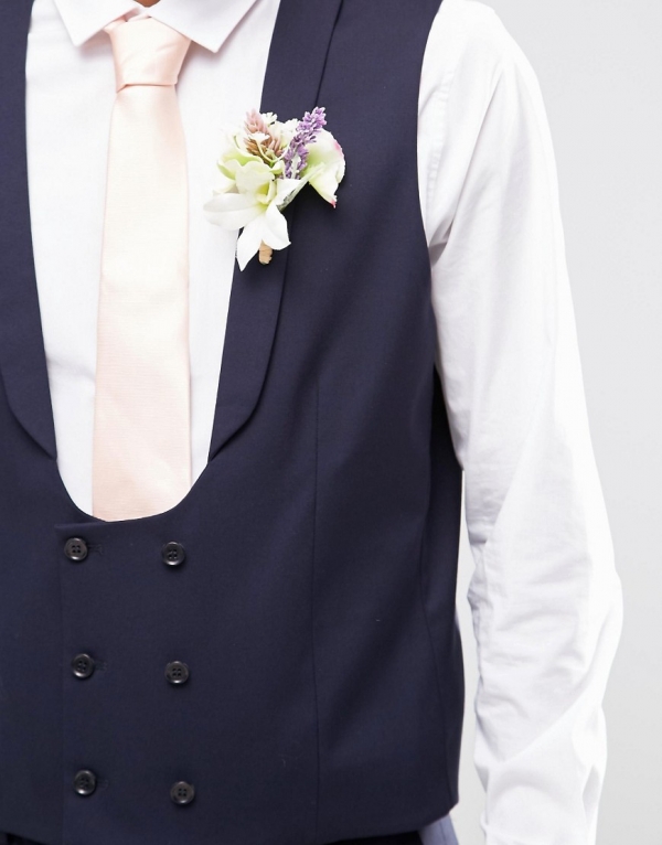 Blue Skinny Wedding Waistcoat