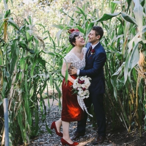 Vintage Inspired Bride in Red and Groom