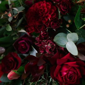 Deep Red Blooms for a Fall Bridal Bouquet