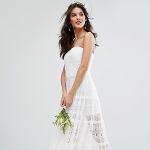 Boho Tiered Lace Wedding Dress