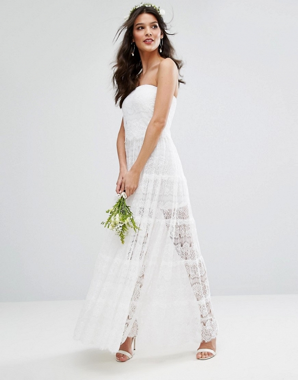 Boho Tiered Lace Wedding Dress