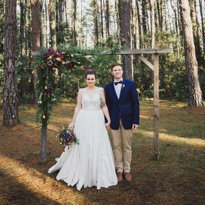 Winter Bride & Groom with Floral Ceremony Arch