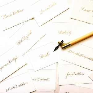 Gold Calligraphy Wedding Escort Cards