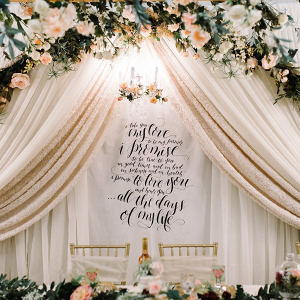 Calligraphy Wedding Vow Fabric Backdrop